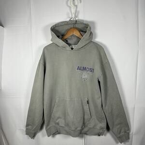 Almost Someday Floral Graphic Hoodie Gray Large Oversized Streetwear